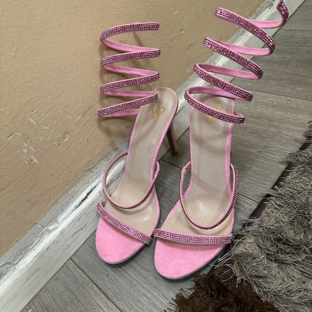 Pink Glitter Twist High Heels